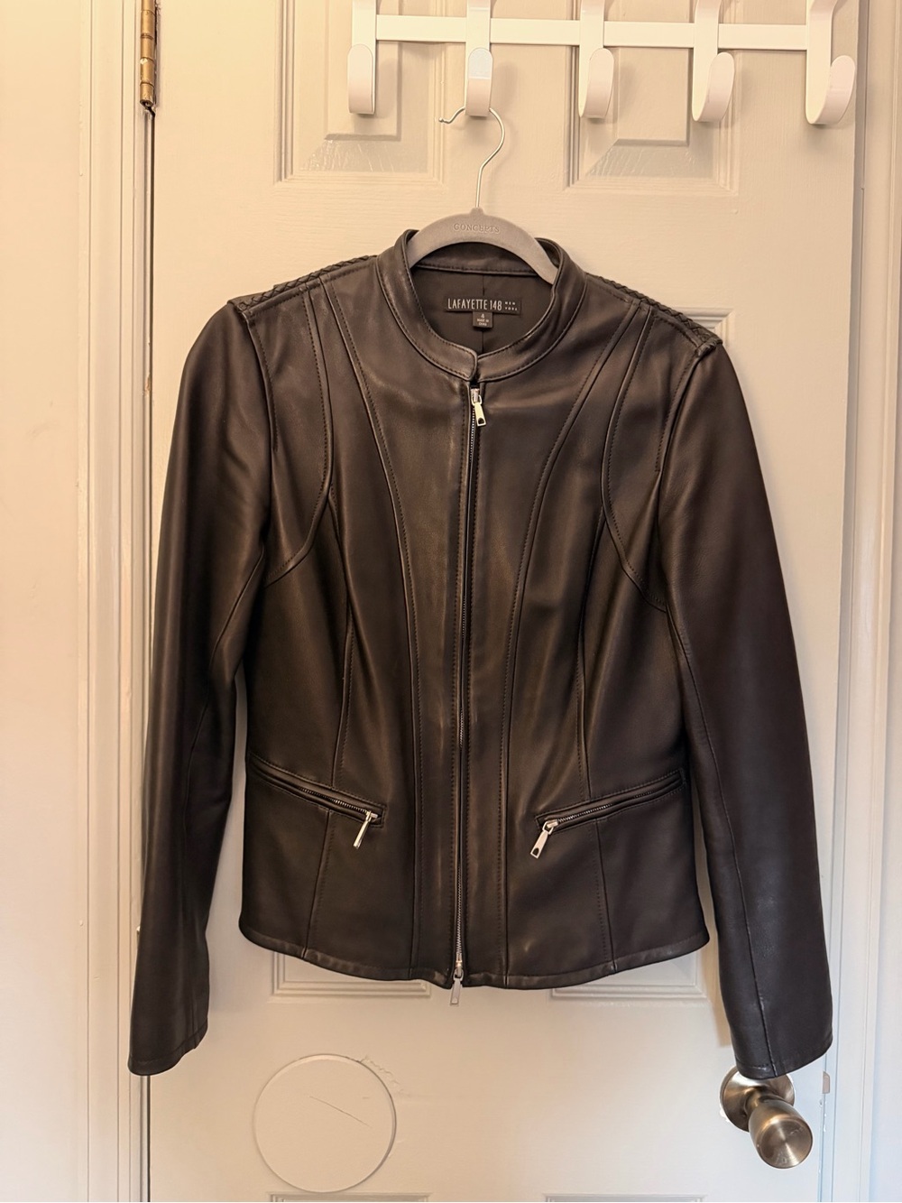 Lafayette 148 New York Black Leather Zip Jacket